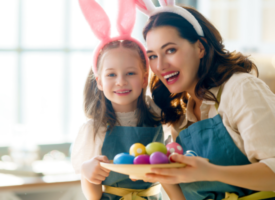 Mom and Daughter dressed as Easter Bunny